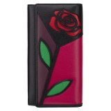 Visconti veľká kožená peňaženka na patent zips s ružou