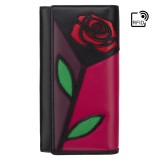 Visconti velká kožená peněženka na patent s růží